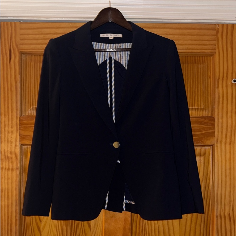 Veronica Beard Navy Blue Single-Button Blazer Siz… - image 1